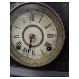 Seth Thomas Adamantine Mantel Clock Black Faux Marble Antique