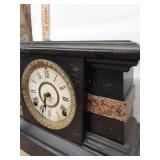 Seth Thomas Adamantine Mantel Clock Black Faux Marble Antique