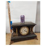 Seth Thomas Adamantine Mantel Clock Faux Marble Untested Approx 15in