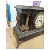 Seth Thomas Adamantine Mantel Clock Faux Marble Untested Approx 15in