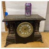 Seth Thomas Adamantine Mantel Clock Ornate Black Case Untested