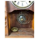 Antique Victorian Gingerbread Mantel Clock Wood Case Approx 18in