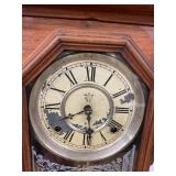 Victorian Gingerbread Mantel Clock Walnut Case Pendulum Approx. 23in