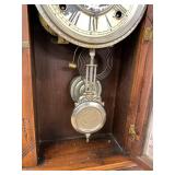 Victorian Gingerbread Mantel Clock Walnut Case Pendulum Approx. 23in