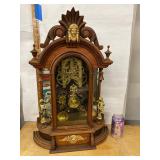 Ansonia Victorian Walnut Parlor Clock Cherub Case approx 26in