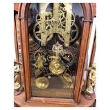 Ansonia Victorian Walnut Parlor Clock Cherub Case approx 26in