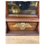 Ansonia Victorian Walnut Parlor Clock Cherub Case approx 26in