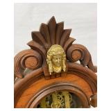 Ansonia Victorian Walnut Parlor Clock Cherub Case approx 26in
