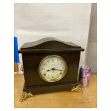 Seth Thomas Mantel Clock Dark Wood Case Brass Trim Untested Vintage