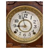 Seth Thomas Antique Mantel Clock Carved Wood Case Approx. 15in Tall