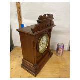 Seth Thomas Antique Mantel Clock Carved Wood Case Approx. 15in Tall