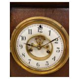 Waterbury Antique Mantel Clock Carved Wood Case Approx. 16in Tall