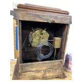 Waterbury Antique Mantel Clock Carved Wood Case Approx. 16in Tall