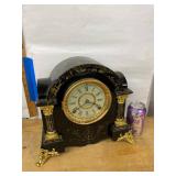 Seth Thomas Mantel Clock Black Adamantine Style Wind Up Untested