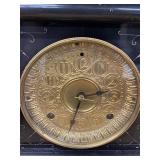 Seth Thomas Antique Black Mantel Clock Brass Dial Approx. 15in