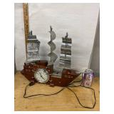 Sessions Nautical Ship Clock Wood Chrome Electric Mantel Clock