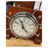 Sessions Nautical Ship Clock Wood Chrome Electric Mantel Clock