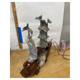 Sessions Nautical Ship Clock Wood Chrome Electric Mantel Clock
