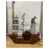 Sessions Nautical Ship Clock Wood Chrome Electric Mantel Clock