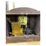 Antique Mantel Clock Tiger Oak Case Mechanical Gong Chime Untested