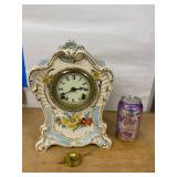 Royal Bonn La Bonita Porcelain Mantel Clock Floral Blue White Case