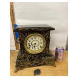 Seth Thomas Adamantine Mantel Clock Black Marbled Case Untested