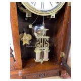Antique Victorian Gingerbread Shelf Clock Carved Wood approx 22in