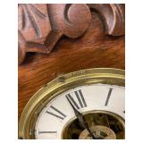 Antique Victorian Gingerbread Shelf Clock Carved Wood approx 22in