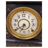 Seth Thomas Adamantine Mantel Clock Black Faux Marble approx 19in