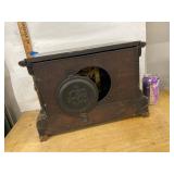 Seth Thomas Adamantine Mantel Clock Black Faux Marble approx 19in