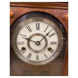 Antique Wooden Mantel Shelf Clock Roman Dial Approx. 19in Untested