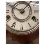Antique Wooden Mantel Shelf Clock Roman Dial Approx. 19in Untested