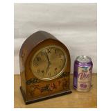 Gilbert 1807 Vintage Mantel Clock Painted Floral Arch Case Untested