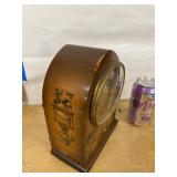 Gilbert 1807 Vintage Mantel Clock Painted Floral Arch Case Untested