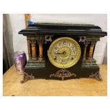 Seth Thomas Adamantine Mantel Clock Faux Marble Case Approx 19in