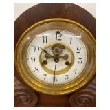 Waterbury Mantel Clock Open Escapement Wood Shelf Clock Approx 16in