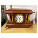Seth Thomas Adamantine Mantel Clock Faux Wood Column Case Untested