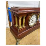 Seth Thomas Adamantine Mantel Clock Faux Wood Column Case Untested
