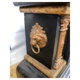Seth Thomas Adamantine Mantel Clock Faux Marble Lion Handles Untested