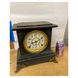 Seth Thomas Adamantine Mantel Clock Black Case Brass Feet Untested