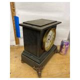 Seth Thomas Adamantine Mantel Clock Black Case Brass Feet Untested