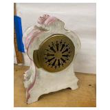 Antique Porcelain Mantel Clock BHA French Movement Floral Pink Case