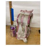 Antique Porcelain Mantel Clock BHA French Movement Floral Pink Case
