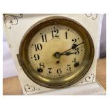 Seth Thomas Antique Mantel Clock White Decorated Case Untested