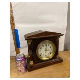 Seth Thomas Mantel Clock Wood Column Case Approx. 12in Tall Untested