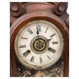 Antique Gingerbread Parlor Shelf Clock Etched Glass Approx 22in