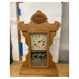 Seth Thomas Antique Gingerbread Shelf Clock Oak Case approx 27in