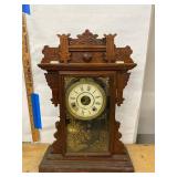Antique Gingerbread Parlor Shelf Clock Walnut Case Approx 21in Fair