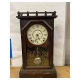 Antique Victorian Gingerbread Mantel Clock w Pendulum Approx 20in