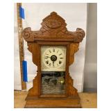 Seth Thomas 298B Oak Gingerbread Shelf Clock approx 26in Untested
